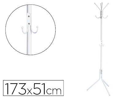 [KF17117] PERCHERO METALICO Q-CONNECT BLANCO 8 COLGADORES 173X51 CM
