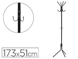 [KF17116] PERCHERO METALICO Q-CONNECT NEGRO 8 COLGADORES 173X51 CM