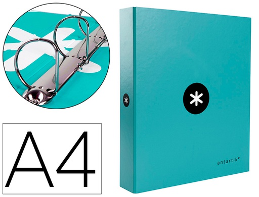 [AW63] CARPETA 4 ANILLAS 40 MM MIXTAS ANTARTIK A4 FORRADA COLOR MENTA