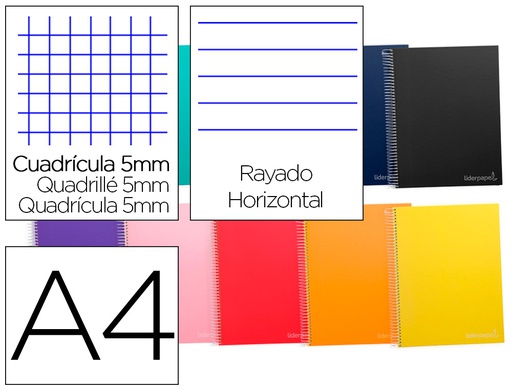 [BA99] CUADERNO ESPIRAL LIDERPAPEL A4 MICRO JOLLY MULTIDISCIPLINA TAPA FORRADA 140H 75GR 28H 5MM 112H HRTAL.