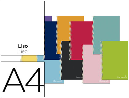 [BA32] CUADERNO ESPIRAL LIDERPAPEL A4 MICRO JOLLY TAPA FORRADA 140H 75 GR LISO 5 BANDAS 4 TALADROS COLORES SURTIDOS