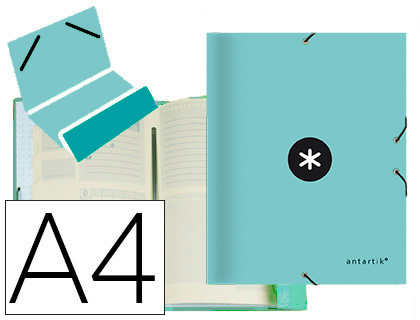 [AW53] CARPETA ANTARTIK CLASIFICADORA A4 12 DEPARTAMENTOS GOMA CARTON FORRADO COLOR MENTA