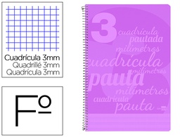 [BE42] CUADERNO ESPIRAL LIDERPAPEL FOLIO PAUTAGUIA TAPA PLASTICO 80H 80GR CUADRO PAUTADO 3MM CON MARGEN COLOR VIOLETA