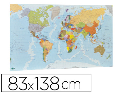 [173G] MAPA MURAL FAIBO PLANISFERIO PLASTIFICADO ENROLLADO 83X138 CM