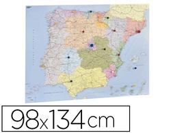 [153G] MAPA MURAL FAIBO ESPAÑA Y PORTUGAL AUTONOMICO PLASTIFICIADO ENROLLADO 98X134 CM