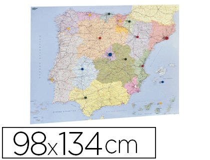 [153G] MAPA MURAL FAIBO ESPAÑA Y PORTUGAL AUTONOMICO PLASTIFICADO ENROLLADO 98X134 CM