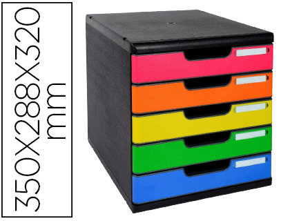 [301798D] FICHERO CAJONES SOBREMESA EXACOMPTA IDERAMA ARLEQUIN 5 CAJONES MULTICOLORES 350X288X320 MM