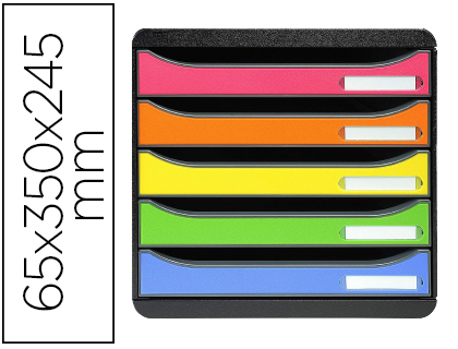[309798D] FICHERO CAJONES SOBREMESA EXACOMPTA BIG-BOX PLUS CLASSIC IDERAMA ARLEQUIN 5 CAJONES MULTICOLORES