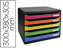 [308798D] FICHERO CAJONES SOBREMESA EXACOMPTA BIG-BOX PLUS IDERAMA ARLEQUIN 5 CAJONES APAISADO MULTICOLORES