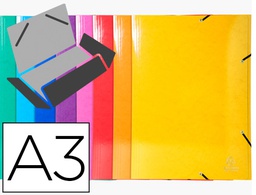 [59829E] CARPETA EXACOMPTA IDERAMA GOMAS CARTON 600 GR TRES SOLAPAS DIN A3 COLORES SURTIDOS