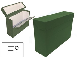 [1689VE] CAJA TRANSFERENCIA MARIOLA FOLIO DOBLE CARTON FORRADO GELTEX LOMO 20 CM COLOR VERDE