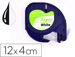 [KF18836] CINTA Q-CONNECT PAPEL 12MM X 4MT NEGRO-BLANCO PARA LETRATAG