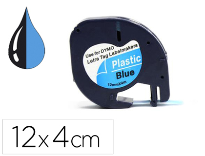 [KF18842] CINTA Q-CONNECT 12MM X 4MT NEGRO-ULTRA AZUL PARA MAQUINA LETRATAG