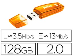[E144928] MEMORIA USB EMTEC FLASH C410 128 GB 2.0 NARANJA