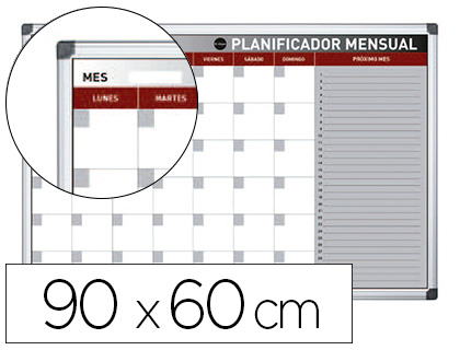 [GA03179170] PLANNING MAGNETICO BI-OFFICE MENSUAL LACADO MARCO ALUMINIO ROTULABLE 90X60 CM