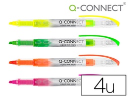 [KF16127] ROTULADOR Q-CONNECT FLUORESCENTE PUNTA BISELADA TINTA LIQUIDA BOLSA DE 4 UNIDADES COLORES SURTIDOS