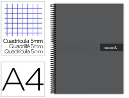 [BA90] CUADERNO ESPIRAL LIDERPAPEL A4 MICRO CRAFTY TAPA FORRADA 120H 90 GR CUADRO 5 MM 5 BANDAS 4 COLORES COLOR NEGRO