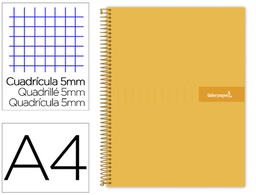 [BA10] CUADERNO ESPIRAL LIDERPAPEL A4 MICRO CRAFTY TAPA FORRADA 120H 90 GR CUADRO 5 MM 5 BANDAS 4 COLORES COLOR NARANJA