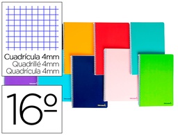 [BQ04] CUADERNO ESPIRAL LIDERPAPEL BOLSILLO DIECISEAVO SMART TAPA BLANDA 80H 60GR CUADRO 4MM COLORES SURTIDOS