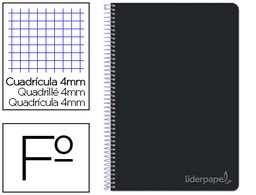 [BF33] CUADERNO ESPIRAL LIDERPAPEL FOLIO WITTY TAPA DURA 80H 75GR CUADRO 4MM CON MARGEN COLOR NEGRO