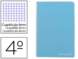 [BC22] CUADERNO ESPIRAL LIDERPAPEL CUARTO WITTY TAPA DURA 80H 75GR CUADRO 4MM CON MARGEN COLOR AZUL