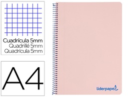 [BA16] CUADERNO ESPIRAL LIDERPAPEL A4 MICRO WONDER TAPA PLASTICO 120H 90 GR CUADRO 5 MM 5 BANDAS 4 TALADROS COLOR ROSA