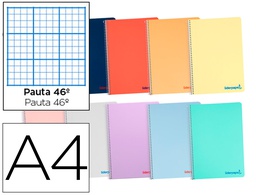 [BF84] CUADERNO ESPIRAL LIDERPAPEL A4 WONDER TAPA PLASTICO 80H 90GR RAYADO Nº46 COLORES SURTIDOS