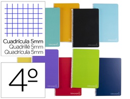 [BC57] CUADERNO ESPIRAL LIDERPAPEL CUARTO WITTY TAPA DURA 80H 75GR CUADRO 5MM CON MARGEN COLORES SURTIDOS