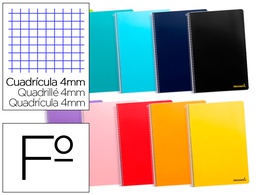 [BF01] CUADERNO ESPIRAL LIDERPAPEL FOLIO SMART TAPA BLANDA 80H 60GR CUADRO 4 MM CON MARGEN COLORES SURTIDOS