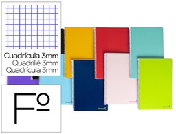 [BF06] CUADERNO ESPIRAL LIDERPAPEL FOLIO SMART TAPA BLANDA 80H 60GR CUADRO 3 MM CON MARGEN COLORES SURTIDOS