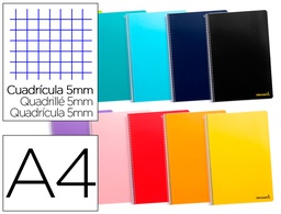 [BE01] CUADERNO ESPIRAL LIDERPAPEL A4 MICRO SMART TAPA BLANDA 80H60GR CUADRO 5MM DOBLE MARGEN 4 TALADROS COLORES SURTIDOS