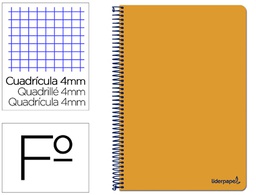 [BF95] CUADERNO ESPIRAL LIDERPAPEL FOLIO SMART TAPA BLANDA 80H 60GR CUADRO 4MM CON MARGEN COLOR NARANJA