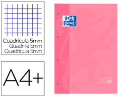 [400123681] RECAMBIO COLOR 1 OXFORD DIN A4+ 80 HOJAS 90 GR CUADRO 5 MM 4 TALADROS COLOR ROSA CHICLE