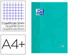 [400123680] RECAMBIO COLOR 1 OXFORD DIN A4+ 80 HOJAS 90 GR CUADRO 5 MM 4 TALADROS COLOR ICE MINT