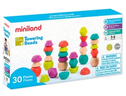 [94051] JUEGO MINILAND TOWERING BEADS PIEZAS DE MADERAS PARA TRABAJAR LA LOGICA