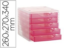 [4005 FC TL] FICHERO CAJONES DE SOBREMESA ARCHIVO 2000 APILABLE 5 CAJONES FUCSIA TRANSLUCIDO 260X270X340 MM