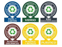 [KIT-OF6-ES] ETIQUETAS ADHESIVAS AVERY PARA RESIDUOS 141X110 MM PACK DE 6 UNIDADES SURTIDAS