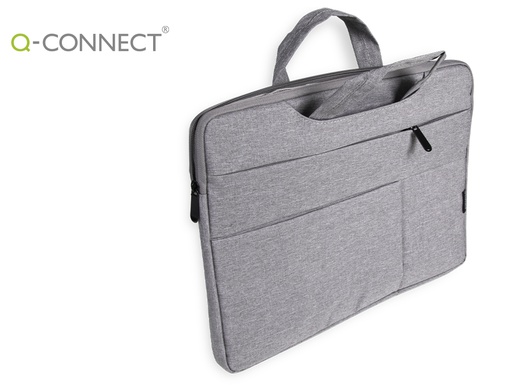 [KF17242] FUNDA PARA PORTATIL Q-CONNECT 15,6\" CON ASAS RETRACTILES CREMALLERA 3 BOLSILLOS EXTERIORES GRIS