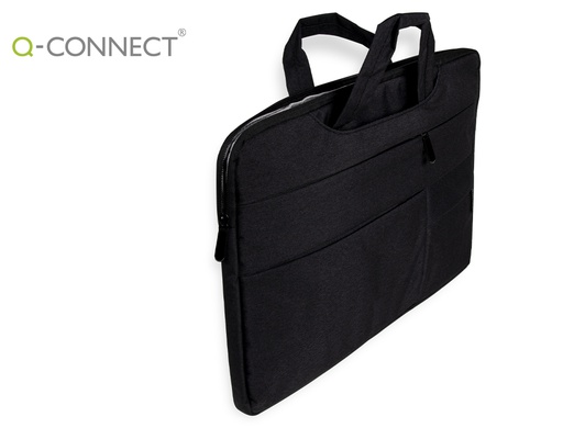 [KF17241] FUNDA PARA PORTATIL Q-CONNECT 15,6\" CON ASAS RETRACTILES CREMALLERA 3 BOLSILLOS EXTERIORES NEGRO