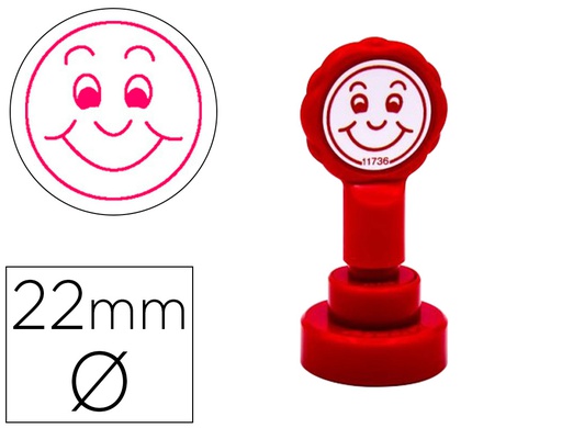 [11736] SELLO ARTLINE EMOTICONO SONRISA COLOR ROJO 22 MM DIAMETRO