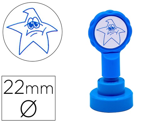 [11864] SELLO ARTLINE EMOTICONO ESTRELLA TRISTE COLOR AZUL 22 MM DIAMETRO