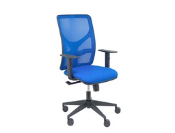 [21SM229B229B10] SILLA DE OFICINA PYC MOTILLA CON BRAZOS REGULABLE RESPALDO EN MALLA Y ASIENTO BALI EN TELA COLOR AZUL