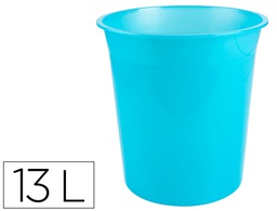 [KF19042] PAPELERA PLASTICO Q-CONNECT TURQUESA TRANSLUCIDO 13 LITROS