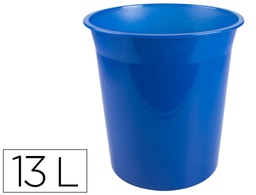 [KF19037] PAPELERA PLASTICO Q-CONNECT AZUL TRANSLUCIDO 13 LITROS 275X285 MM
