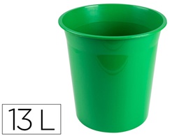[KF19036] PAPELERA PLASTICO Q-CONNECT VERDE OPACO 13 LITROS