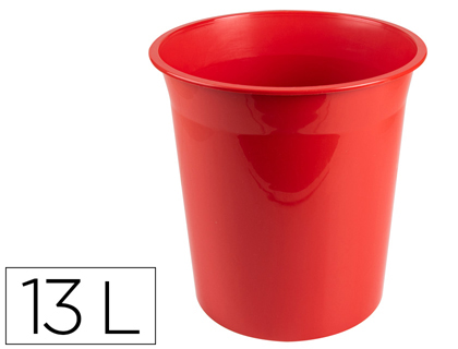[KF19035] PAPELERA PLASTICO Q-CONNECT ROJO OPACO 13 LITROS 275X285 MM