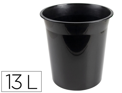 [KF19034] PAPELERA PLASTICO Q-CONNECT NEGRO OPACO 13 LITROS 275X285 MM