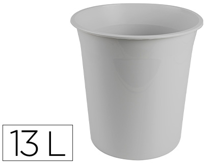 [KF19033] PAPELERA PLASTICO Q-CONNECT GRIS OPACO 13 LITROS 275X285 MM