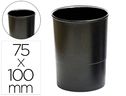 [KF19027] CUBILETE PORTALAPICES Q-CONNECT NEGRO OPACO PLASTICO 100% RECICLADO REDONDO DIAMETRO 75 MM ALTO 100 MM