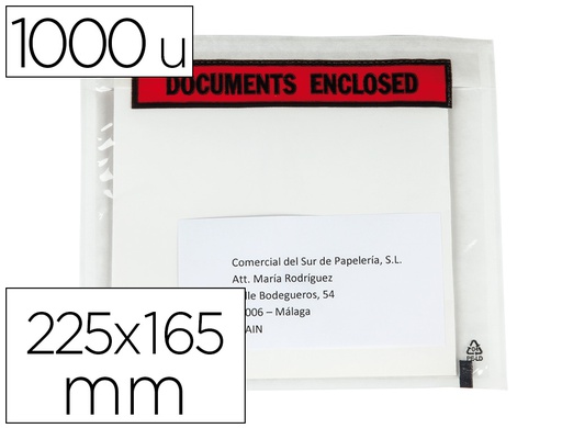 [KF11295] SOBRE AUTOADHESIVO Q-CONNECT PORTADOCUMENTOS 225X165 MM SIN VENTANA PAQUETE DE 1000 UNIDADES